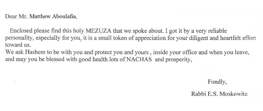 Scan of Testimonial